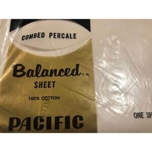 Vintage Twin Size White Pacific Flat Sheet 100% Cotton Made in USA 72x108 New